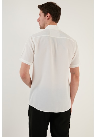 Buratti Pamuk Karışımlı Kısa Kollu Regular Fit Erkek Gömlek Cf23S113139 Beyaz