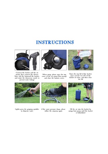 Ayak Pompalı Pvc Basınçlı Duş Hafif Açık Hava Şişme Duş Basınçlı Duş Su Torbası Açık Hava Plaj Kamp Yürüyüş Banyo Mavi