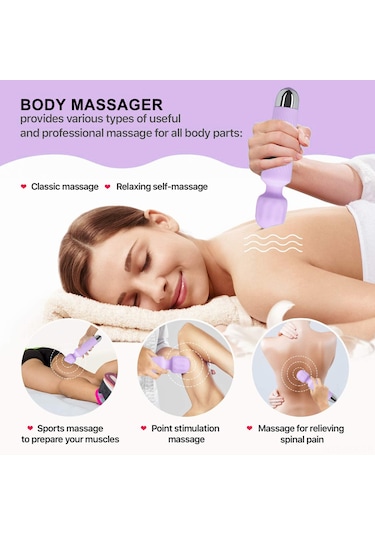 Xindoker Cilt Dostu Silikon Gövde Masaj Cihazı - 20 Farklı Mod Ve 8 Hız Ayarı İle Tüm Vücut Bölgelerine Profesyonel Masaj Mor