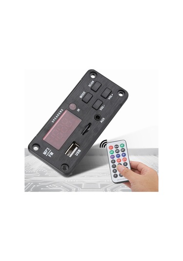 Tenfowee 12v Araç Ses Modülü Bluetooth 5.0 - Renkli Ekran, Fm Radyo, Usb/tf Kart Desteği, Kırmızı Işık Kumanda Batarya Dahil