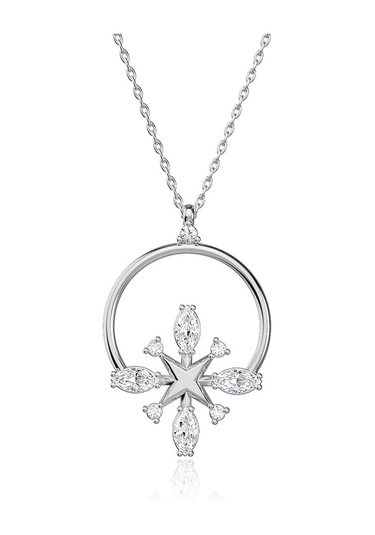 İndigo Takı Markiz Yıldızı Beyaz Gümüş Kolye