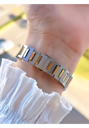 Raymond 2 Yıl Garantili Çelik Kasa Ve Kordon Kararma Renk Atma Yapmaz 5 Atm Kadın Kol Saati 611189.2 Gümüş - Sarı