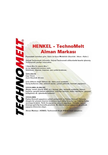 Henkel (Alman Markası) Technomelt Sıcak Silikon Kalın Şeffaf Mum (432318073)