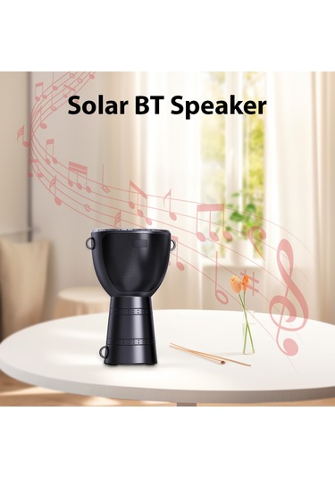 Yifomall Dv-660 Siyah Güneş Enerjili Bluetooth Hoparlör, Dış Mekan İçin Taşınabilir, El Feneri Aydınlatma Ve 10w Ses Gücü İle