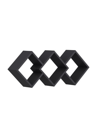 Galaxy Duvar Rafı Ahşap Siyah - Antrasit Antrasit