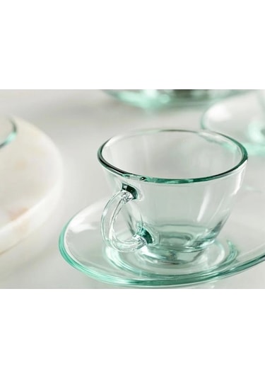 98396 Cam 4lü Aware 230cc Asimetrik Penguen Çay Nescafe Fincan Takımı