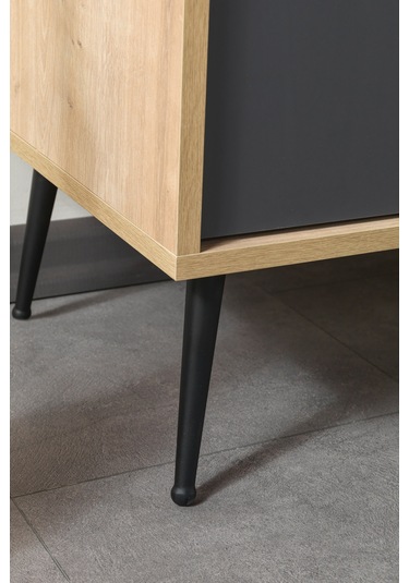 4609 Şile Metal Ayaklı Metal Kulplu 160 Cm Konsol - Yemek Odası Antrasit - Safir Antrasit - Safir