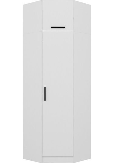Kale 1 Kapaklı Köşe Dolap + Yüklük Beyaz 255cm Beyaz