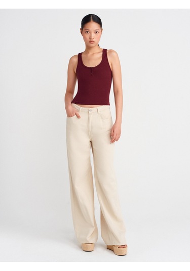 Dilvin 21158 Düğmeli Askılı Top-bordo Bordo