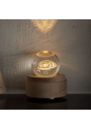 Yifomall "led Işık Projeksiyonlu Dönen Kristal Küre Müzik Kutusu - Usb Şarjlı Dekoratif Hediye"