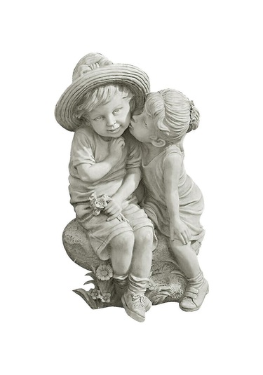 Reçine Süsler Bahçe Dekorasyonu Bahçe Heykelleri Bahçe El Sanatları Gibi Erkekler Ve Kadınlar Öpücük Sevimli1 Adet-beyaz