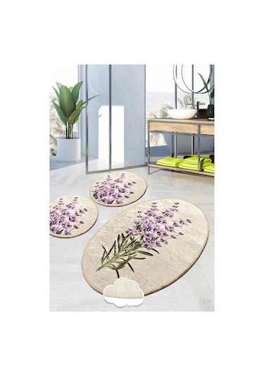 Lavender Djt 3 Lü Set Banyo Paspası Klozet Takımı Çok Renkli