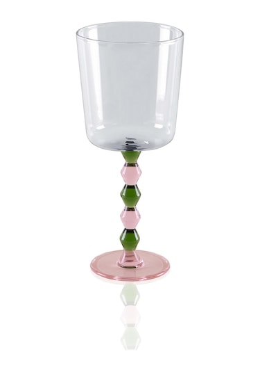 The Mia Bead Şarap Kadehi Yeşil 300 Ml Şeffaf
