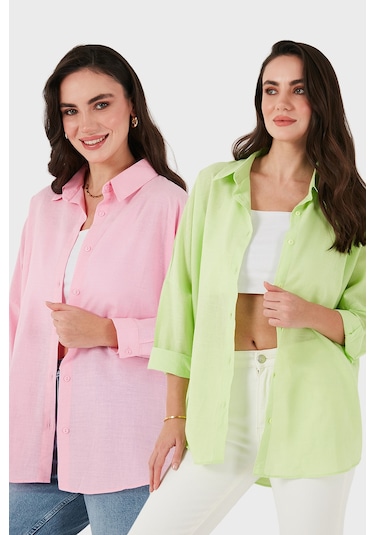 Sd Luxury Bayan Gömlek 6781001s2 Pembe-fıstık Yeşil Pembe-fıstık Yeşil