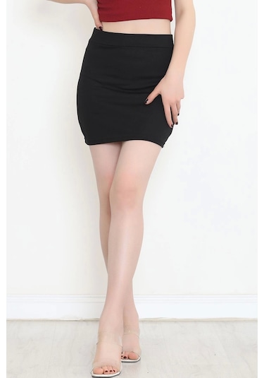 Krep Mini Etek Siyah