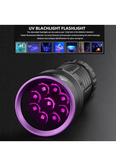 Profesyonel 90watt Uv 365nm Değerli Taş Tespit Powerbank & Led Fener Siyah