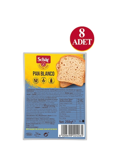Schar Pan Blanco Glutensiz Ekmek 8 x 250 G