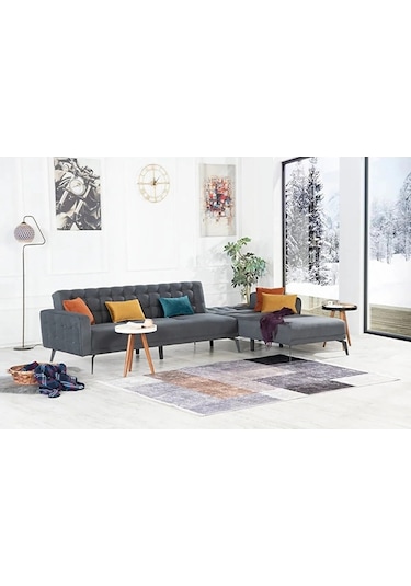 Bonn Yataklı Köşe Koltuk Takımı - Gri