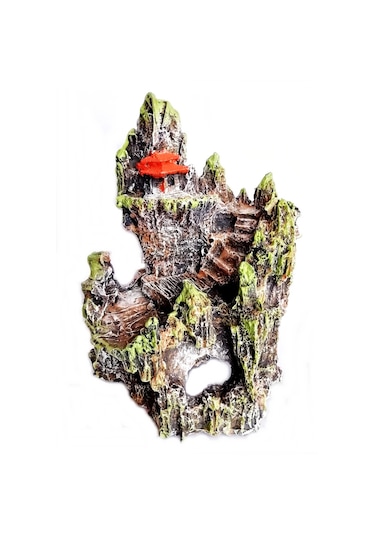 Şatolu Kaya Akvaryum Dekoru 22 Cm - Renk Turuncu