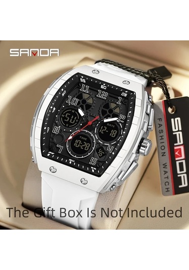 Oldfriend Sanda Erkek Spor Digital Saat 50m Suya Dayanıklı Kronometre Alarm Beyaz Diğer