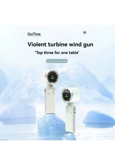 Honmex 3'ü Bir Arada El Tutanlı Mini Turbin Fan: 5 Hızlı Usb Çevirilebilir Masaüstü/neck Fan, 3600mah Batarya Ve Askı Kordonu - Beyaz
