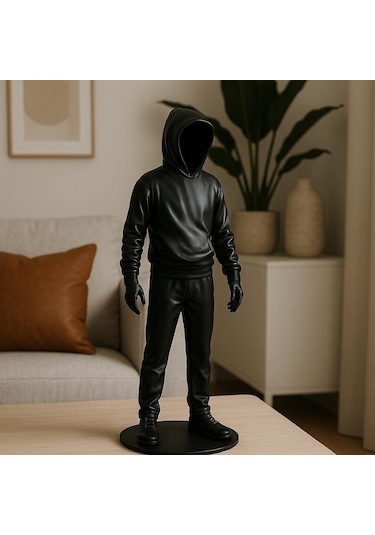 Cajuart Büyük Boy Siyah Holigan Kapüşonlu Gölge Adam Biblo Dekor 1 Adet