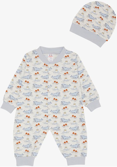 Breeze Erkek Bebek Tulum Sevimli Deniz Dostları Balina&fok Balığı Desenli 0-6 Ay, Beyaz-beyaz Beyaz