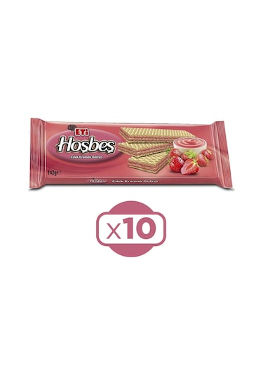 Eti Hoşbeş Çilek Kremalı Gofret 10 x 142 G