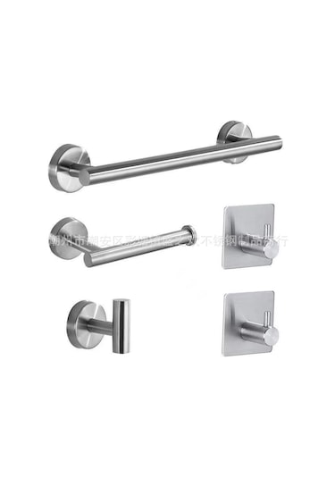 Hfambition Paslanmaz Çelik Banyo Aksesuar Seti: 40 Cm Duvar Askılı Havlu Ve Kıyafet Askısı Siyah