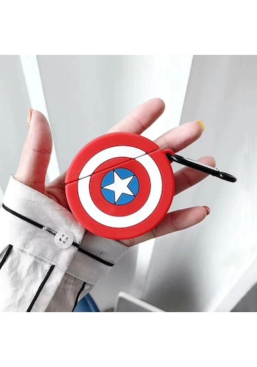 Microsonic Aipods Uyumlu 4.nesil / Anc Kılıf Cartoon Figürlü Silikon Crtn-fgr-cptn-amrk Kırmızı - Mavi