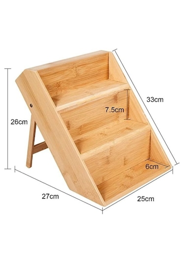 Bambu 3 Katlı Katlanır Ayaklı Baharatlık Standı Doğal, Ayarlanabilir Ve Katlanabilir Bambu Organizer Bambu