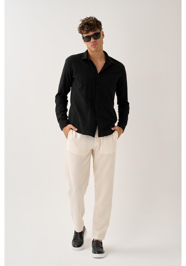 Alexandergardi Smart Casual Dokulu Pantolon Ekru