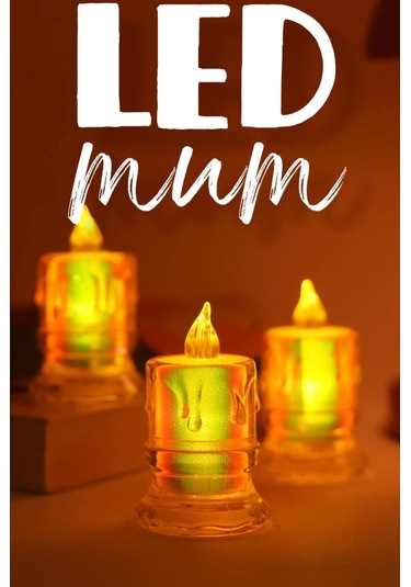 3 Adet Led Mum Simli Tipi Pil Dahil Dumansız Alev Ledli Yapay Dekoratif Mum Işığı Orta Pt421 ŞEFFAF