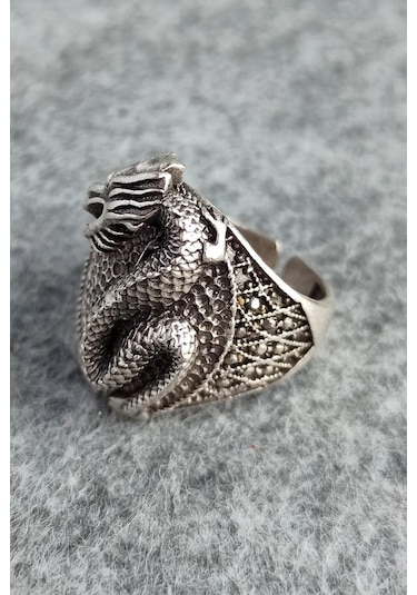 Game of Thrones Targaryen Ejderhası Şekilli Gümüş Kaplama Erkek Yüzük