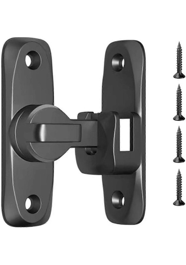 90/180 Derece Açılı Çevirmeli Ve Sürgülü Ahır Kapısı Kilidi. Ağır Hizmet Tipi Çinko Alaşımlı Hırsızlık Önleyici Cıvata. Siyah