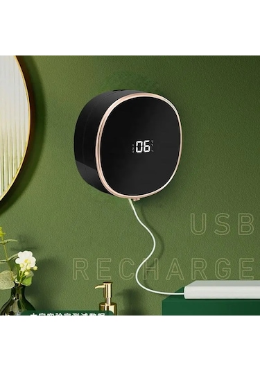 Siyah-akıllı Sabunluk 280ml Fotoselli Hareket Sensörü Yıkama El Cihazı 1200mah Duvara Monte Sıvı Sabunluk