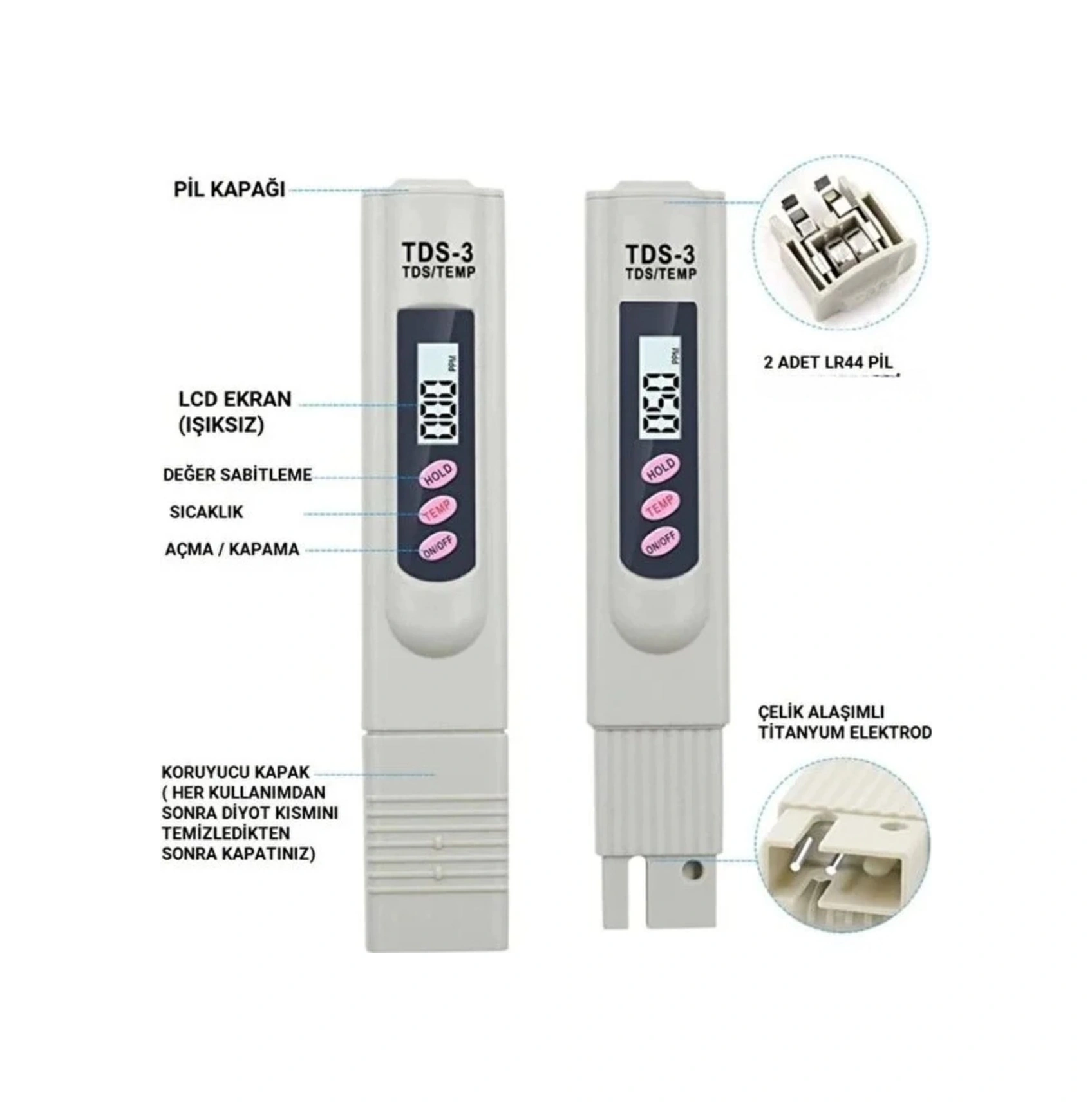 Tds Su Kalite Test Ölçüm Cihazı Saflık Ölçer