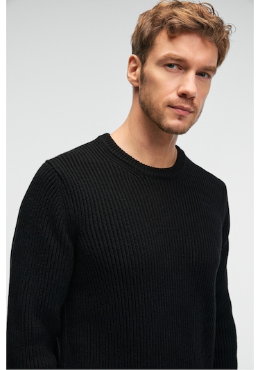 CABLIN Erkek Yuvarlak Yaka Regular Fit Triko Siyah Kazak