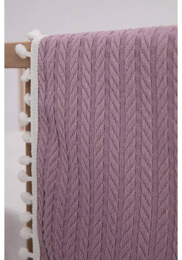 %100 Pamuk Cherry Bebek Battaniyesi Pamuklu Pike 100x120 - Lila