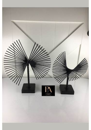 Siyah 2'li P Ofis Metal Aksesuar Biblo Ev Salon Dekorasyon Obje