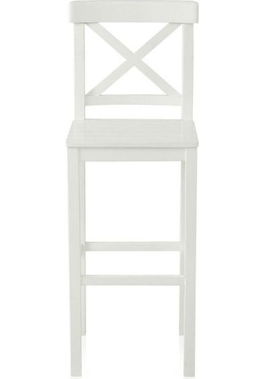 Alaçatı Ahşap Bar Sandalyesi Beyaz