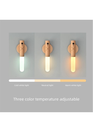 Padalink Ahşap Usb Şarjlı Hareket Sensörlü Led Duvar Lambası - 3 Renk Ayarı 3000-6000k - Otomatik/açık/kapalı Mod - Zımba İle Kolay Kurulum - 2 Adet Set Açık Kahve, Mat Kahverengi