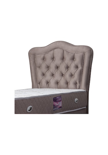 Setaymobilya Baza, Camelli Gri Tek Kişilik Baza + Başlık + Ortopedik Yatak