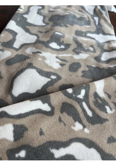 Kadın Desenli Yumuşak Polar Kışlık Pijama Eşofman Tek Alt Haki