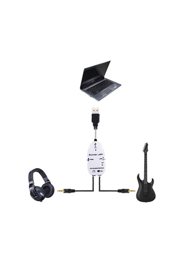 Sones Usb Arayüz Gitar Bağlantı Kablosu Pc / Mac Kayıt Beyaz