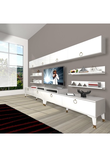 Decoraktiv Ekoflex 360y Mdf Gold Tv Ünitesi Tv Sehpası Beyaz