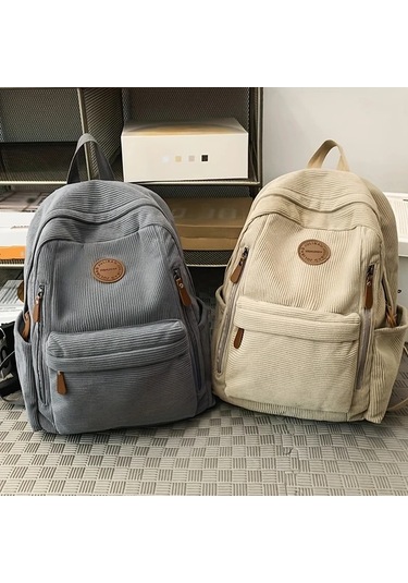 Oldfriend Kadın Yeşil Kadife Sırt Çantası - Büyük Kapasiteli Ayarlanabilir Askılı Okul Gezi Sırt Çantası Yeşil