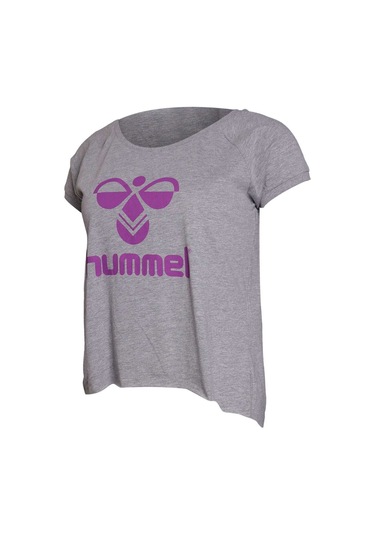 Hummel Callia Baskılı Bisiklet Yaka Kadın Tişört - Gri Gri - Mor