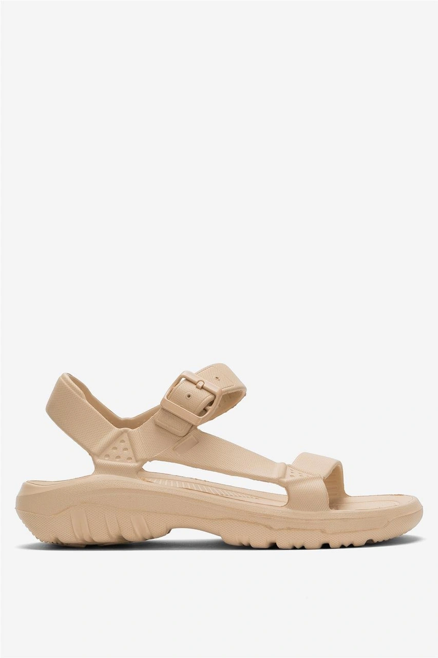 Unisex Eva Spor Kaymaz Yürüyüş Sandaleti Krem Krem