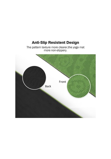 Ranyeek Tpe Materyal Yoga Minderi 183x61x0.6cm, Antrenman İçin Anti-kayma, Su Geçirmez, Temizlenmesi Kolay + Ağ Çantası Koyu Yeşil + Siyah Koyu Yeşil - Siyah